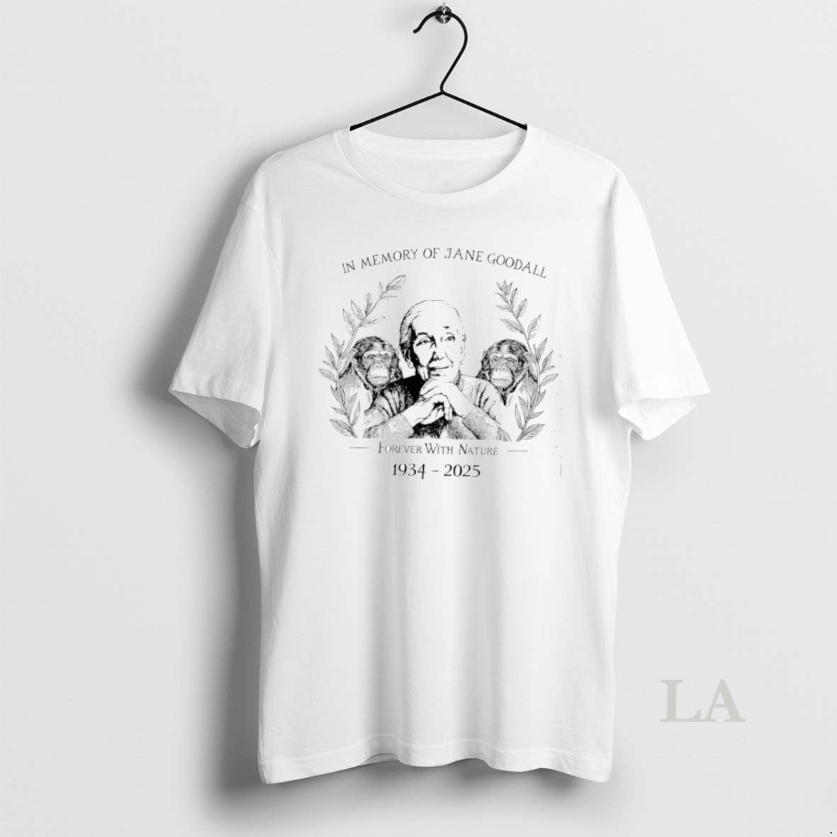 Top In Memory Of Jane Goodall Forever With Nature 1934 2025 Unisex T-shirt, Sweatshirt, Hoodie, Long Sleeve Tee - T-Shirt, Sweatshirt, Hoodie