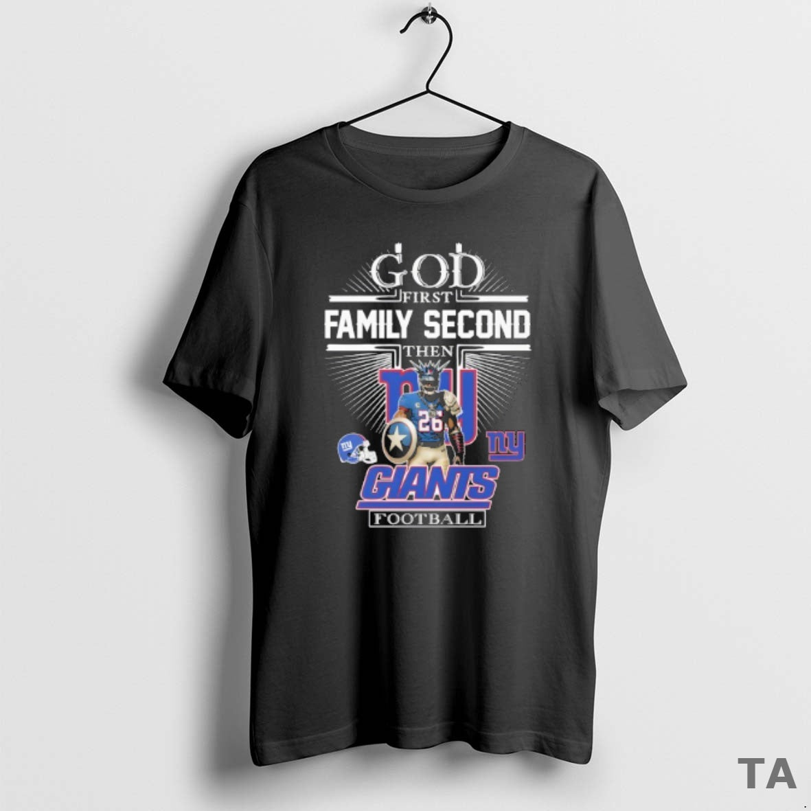 Top New York Giants Football God First Family Second Then Mascot T Shirt Sweater - T-Shirt, Sweatshirt, Hoodie