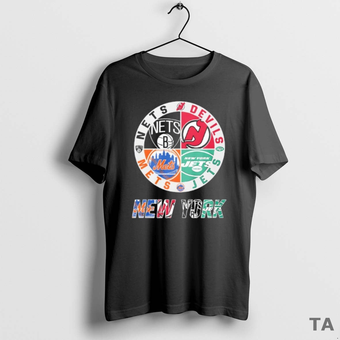 Top New York Mets New York Jets Brooklyn Nets And New Jersey Devils Mashup Logo - T-Shirt, Sweatshirt, Hoodie