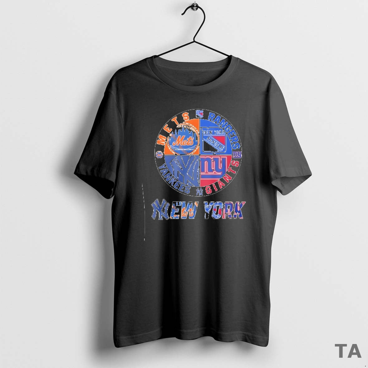 Top New York Mets New York Rangers New York Yankees New York Giants Mashup Logo - T-Shirt, Sweatshirt, Hoodie