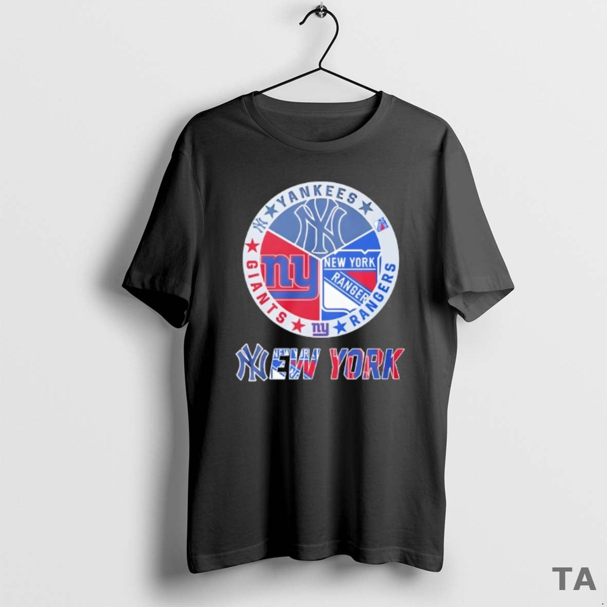 Top New York Yankees New York Rangers New York Giants Mashup Logo T Shirt Sweater - T-Shirt, Sweatshirt, Hoodie
