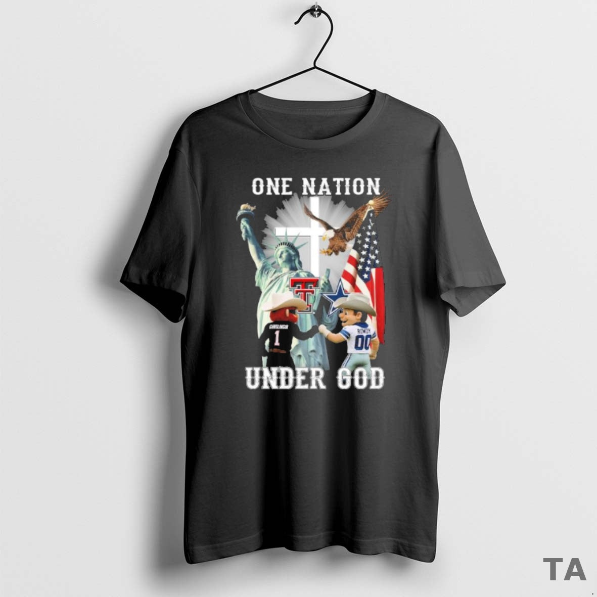 Top One Nation Under God Texas Tech Gunslingin And Cowboys Rowdy T Shirt Sweater - T-Shirt, Sweatshirt, Hoodie