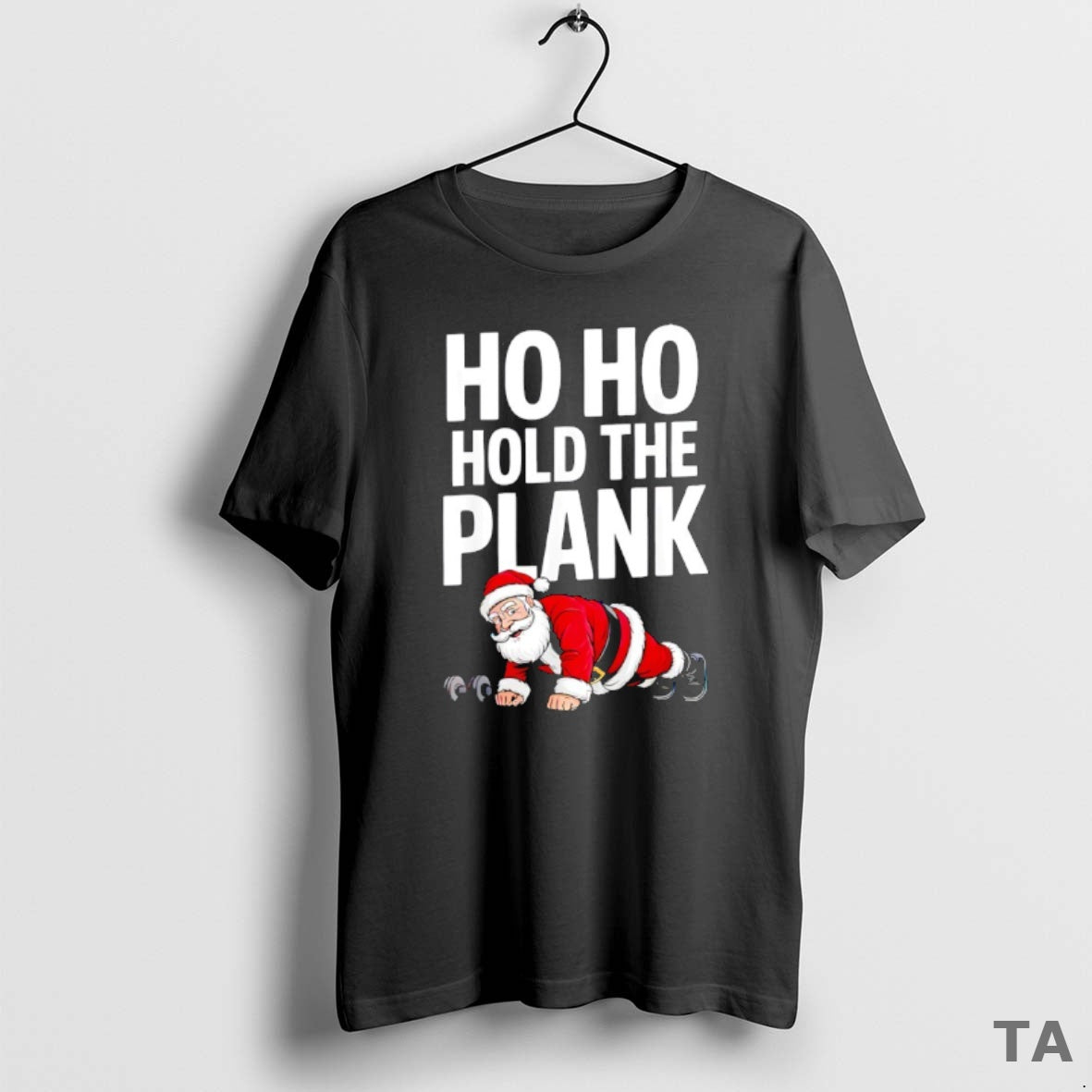 Top Santa Workout Gym Ho Ho Hold The Plank Christmas Funny T Shirt Sweater - T-Shirt, Sweatshirt, Hoodie