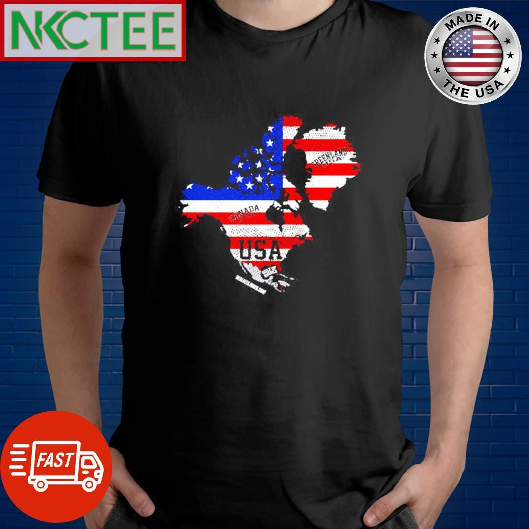 Top Updated Map Of America with Canada and Greenland map shirt Unisex T-shirt, Sweatshirt, Hoodie, Long Sleeve Tee - T-Shirt, Sweatshirt, Hoodie