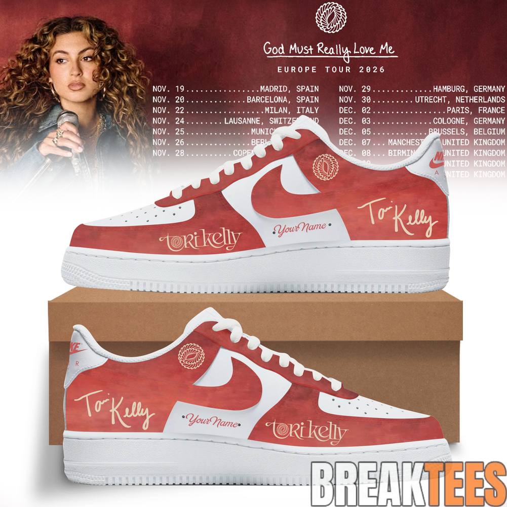 Tori Kelly God Must Really Love Me Tour 2026 Custom Air Force 1 Shoes Unisex T-shirt, Sweatshirt, Hoodie, Long Sleeve Tee - T-Shirt, Sweatshirt, Hoodie