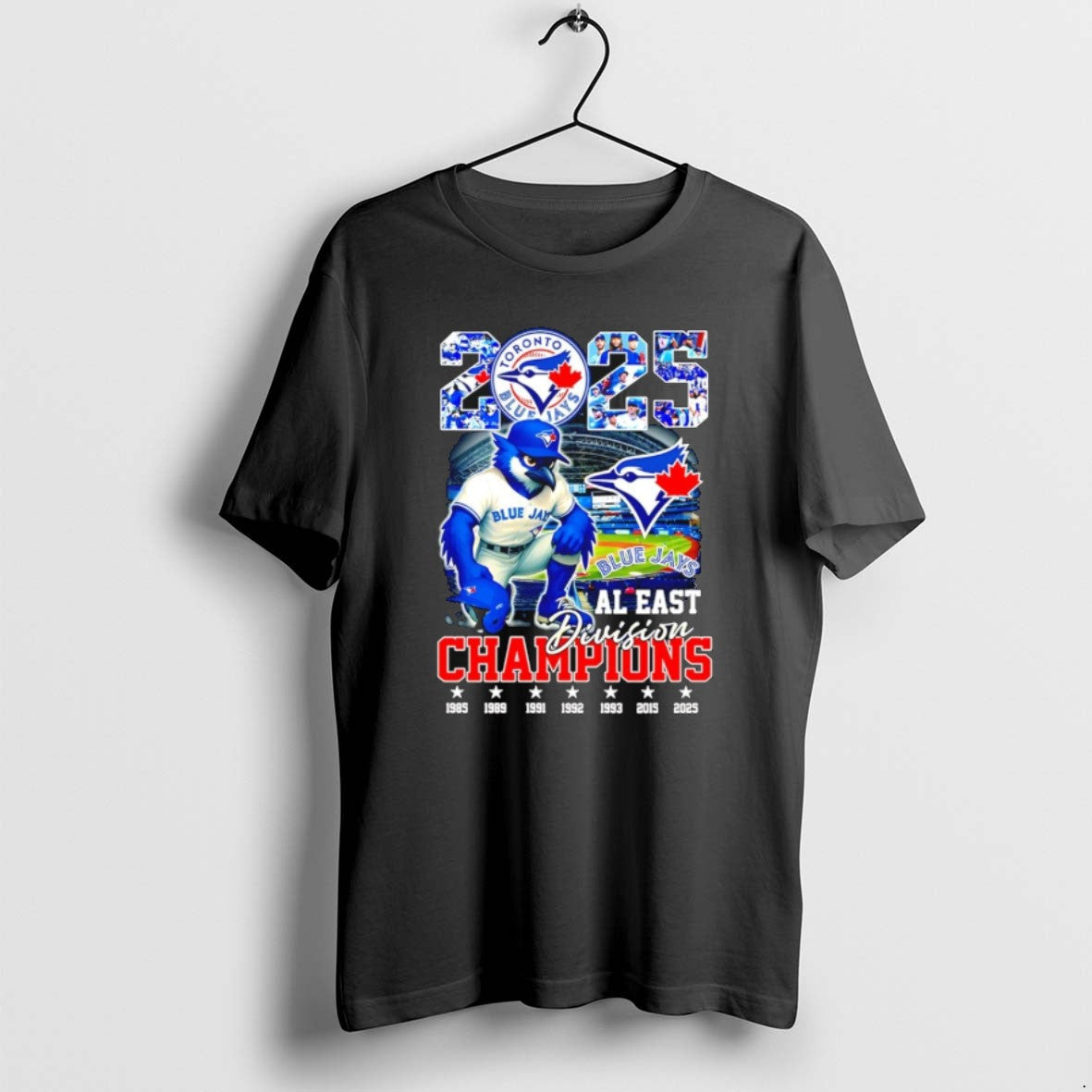 Toronto Blue Jays 2025 Al East Division Champions Mascot T Shirts Unisex T-shirt, Sweatshirt, Hoodie, Long Sleeve Tee - T-Shirt, Sweatshirt, Hoodie