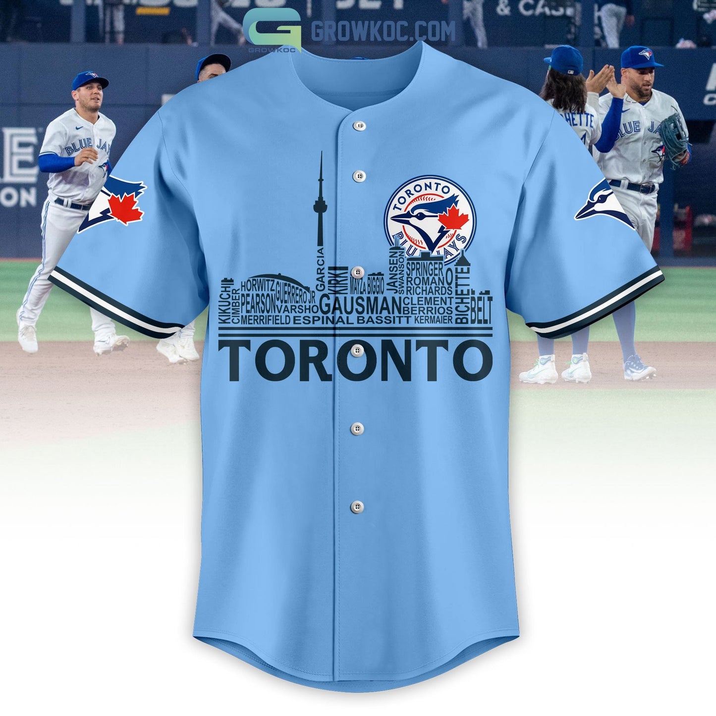 Toronto Blue Jays City Champions With Best Team Light Blue Design Personalized Baseball Jersey baseball jersey product view 2