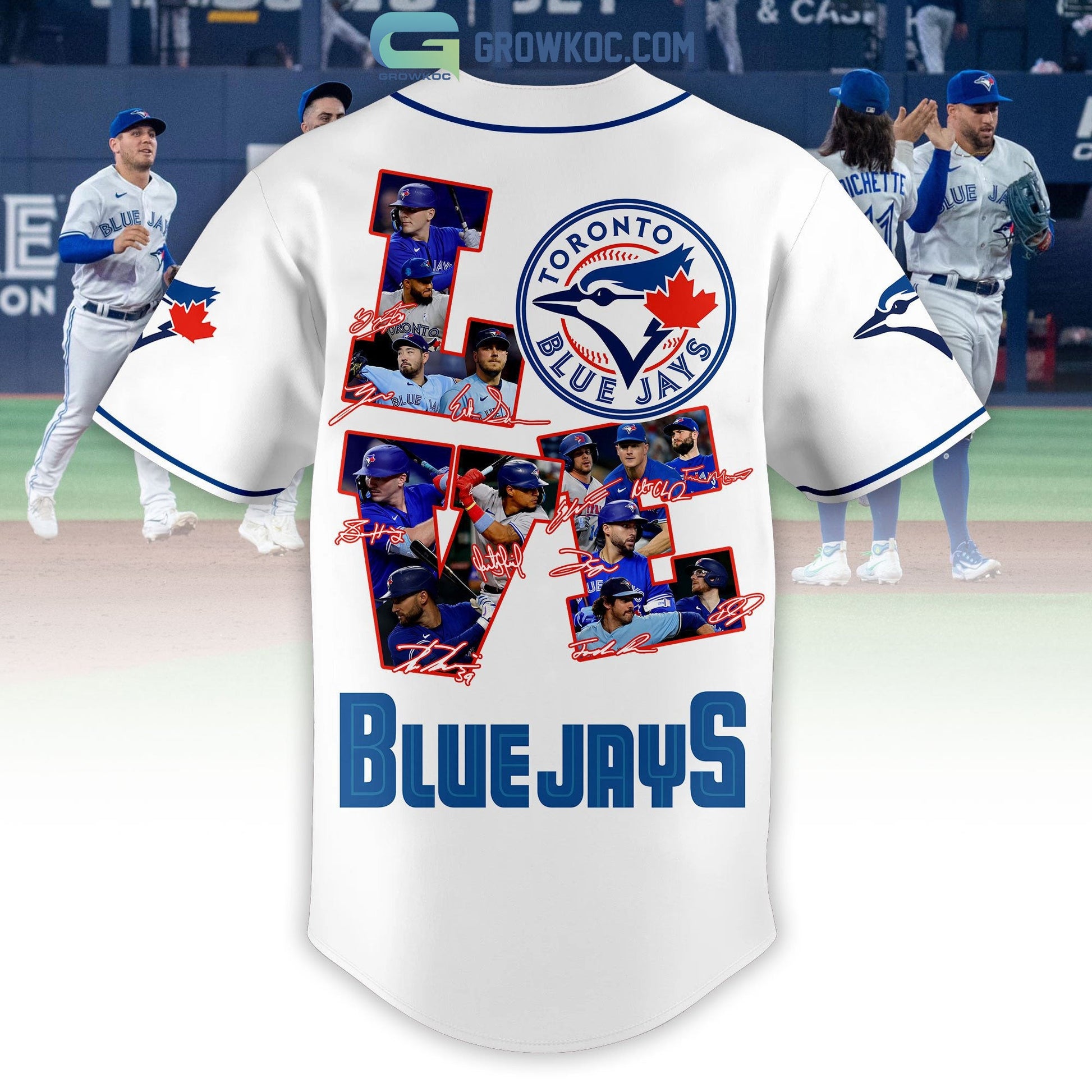 Toronto Blue Jays Love Team Personalized Baseball Jersey baseball jersey product view 3