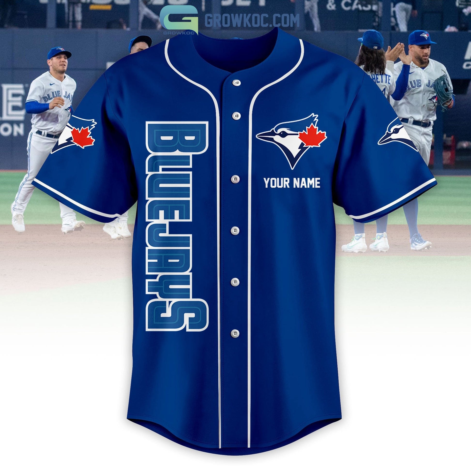 Toronto Blue Jays Love Team Personalized Blue Deisgn Baseball Jersey baseball jersey product view 2