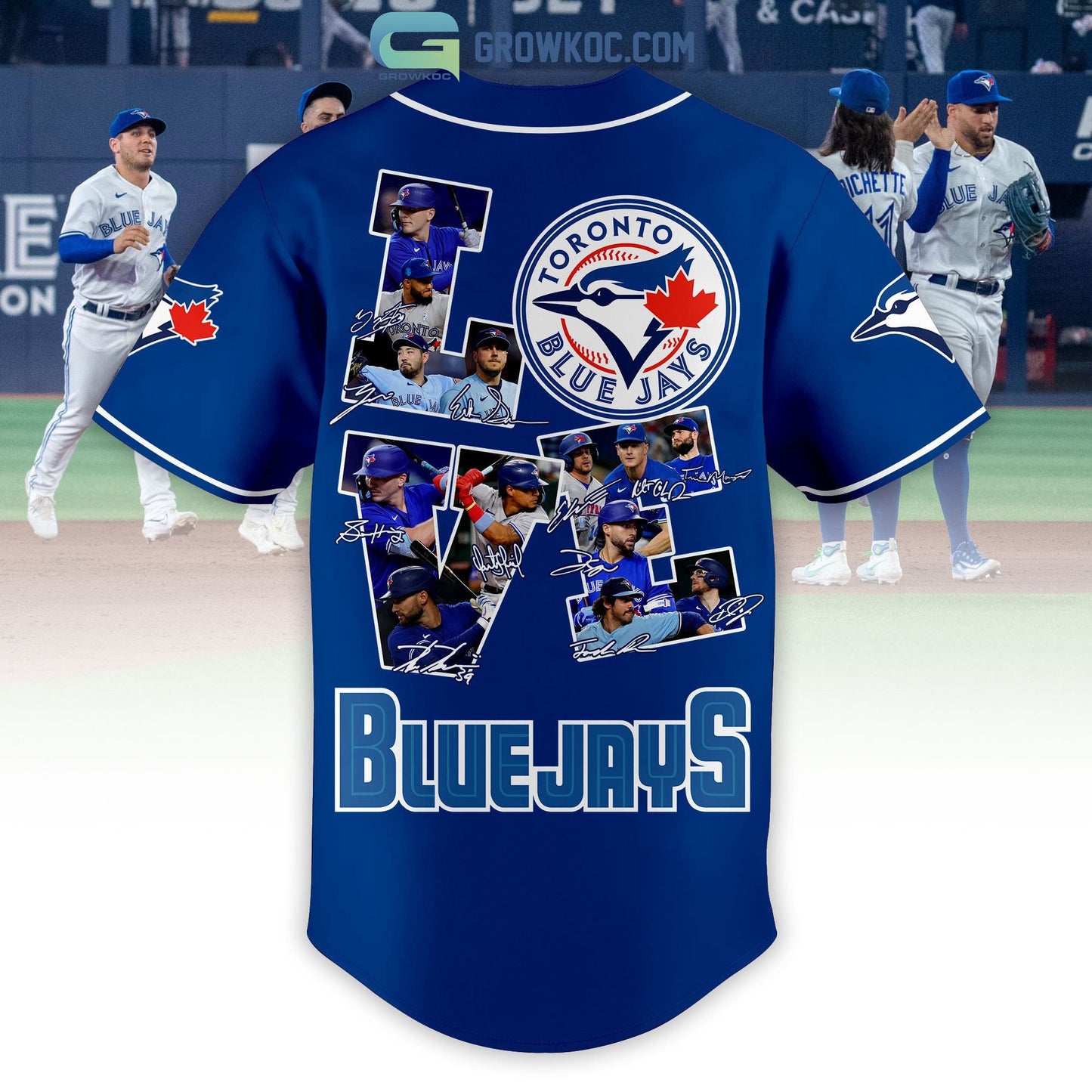 Toronto Blue Jays Love Team Personalized Blue Deisgn Baseball Jersey baseball jersey product view 3