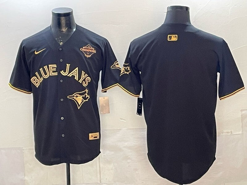 Toronto Blue Jays Blue Jays Gold Text Style 3 Baseball Jersey baseball jersey product view 1