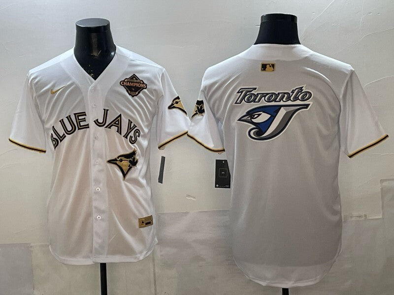 Toronto Blue Jays Blue Jays Gold Text Style 5 Baseball Jersey baseball jersey product view 1