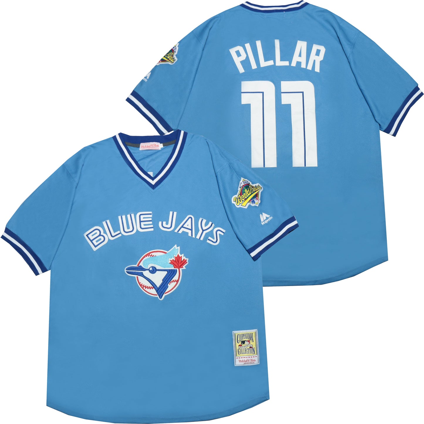 Toronto Blue Jays #11 Kevin Pillar Blue Jays 11 Blue Pullover Retro Baseball Jersey baseball jersey product view 1