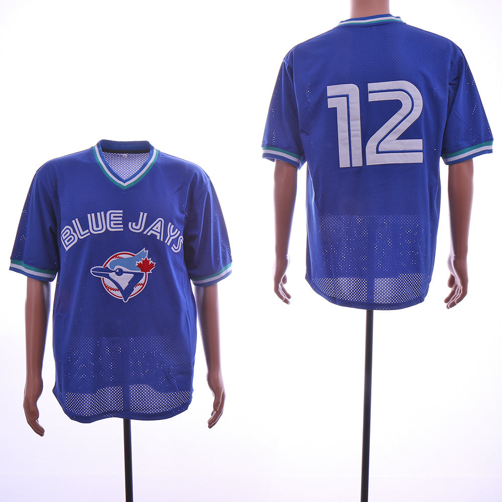 Toronto Blue Jays #12 Blue Jays 12 Blue Retro Baseball Jersey baseball jersey product view 1