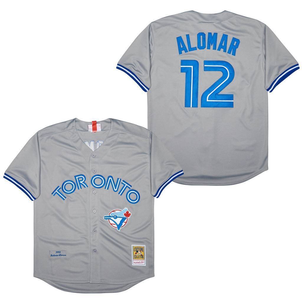 Toronto Blue Jays #12 Roberto Alomar Blue Jays 12 Gray 1992 Retro Baseball Jersey baseball jersey product view 1