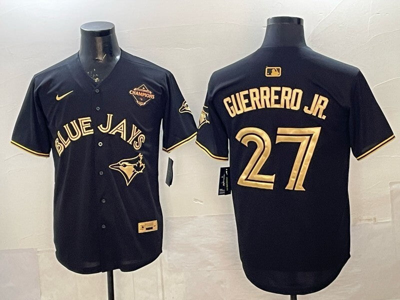Toronto Blue Jays #27 Vladimir Guerrero Jr. Blue Jays Black Gold 5 Edition Baseball Jersey baseball jersey product view 1