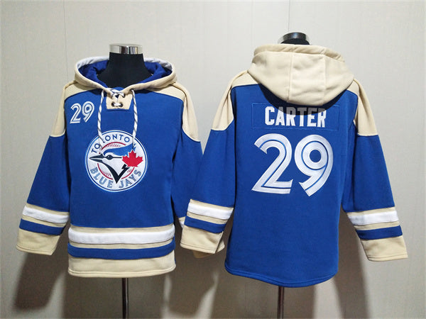 Toronto Blue Jays #29 Joe Carter Royal Ageless Must-Have Lace-Up Pullover Hoodie Baseball Jersey baseball jersey product view 1