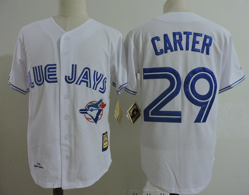 Toronto Blue Jays #29 Joe Carter White Retro 1993 Baseball Jersey baseball jersey product view 1