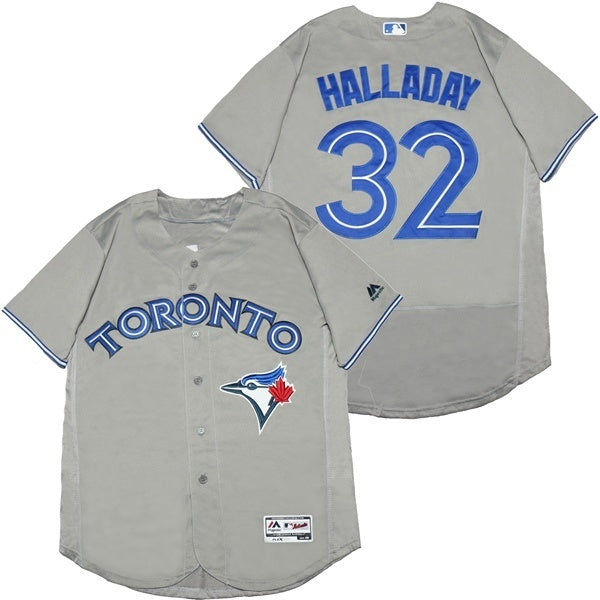 Toronto Blue Jays #32 Roy Halladay Blue Jays 32 Gray Elite Baseball Jersey baseball jersey product view 1