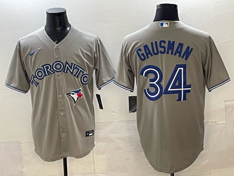 Toronto Blue Jays #34 Kevin Gausman Grey Blue Jays Adult Baseball Jersey baseball jersey product view 1
