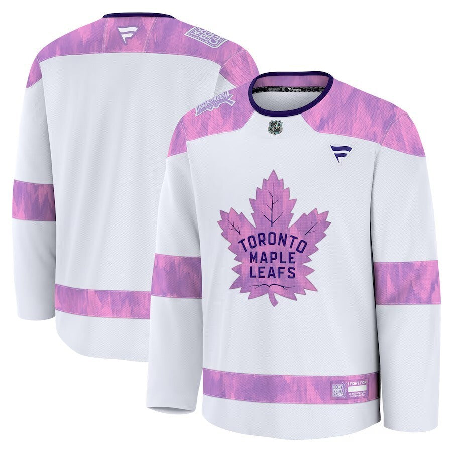 Toronto Maple Leafs 2024 Hockey Fights Cancer Practice Jersey - White Hockey Jersey hockey jersey product view 1