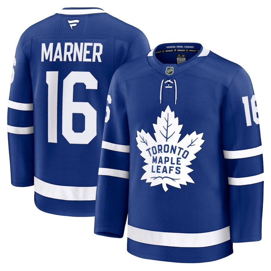 Toronto Maple Leafs #16 Mitch Marner Home Premium Jersey - Blue Hockey Jersey hockey jersey product view 1