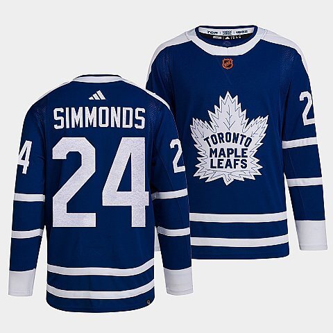 Toronto Maple Leafs #24 wayne-simmonds-blue-2022reverse-retro-2.0-authentic-primegreen-jersey hockey jersey product view 1