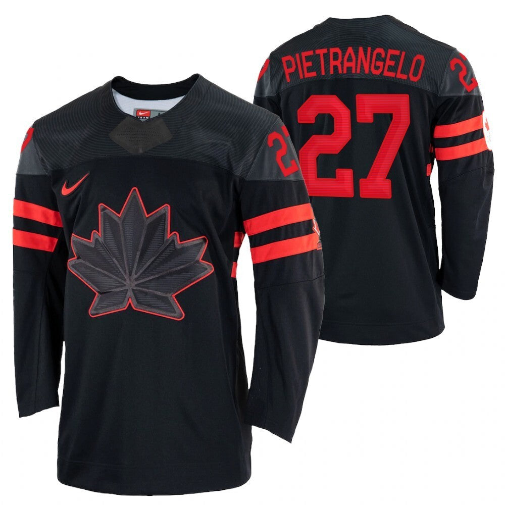 Toronto Maple Leafs #27 Alex Pietrangelo canada-hockey-men-2022-beijing-winter-olympic-alternate-rrplica-black-jersey hockey jersey product view 1