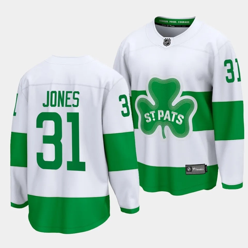 Toronto Maple Leafs #31 Martin Jones 2024 St. Patricks Alternate White Hockey Jersey hockey jersey product view 1