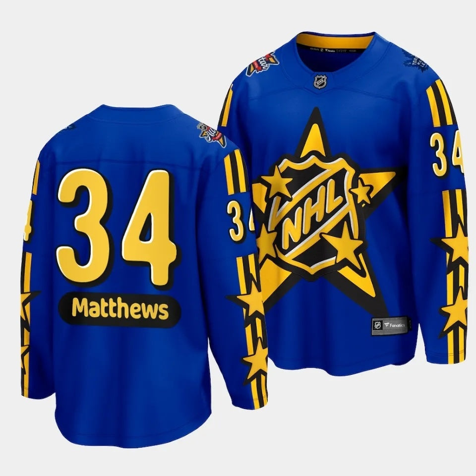 Toronto Maple Leafs #34 Auston Matthews 2024 NHL All-Star Blue Jersey Style 2 Hockey Jersey hockey jersey product view 1