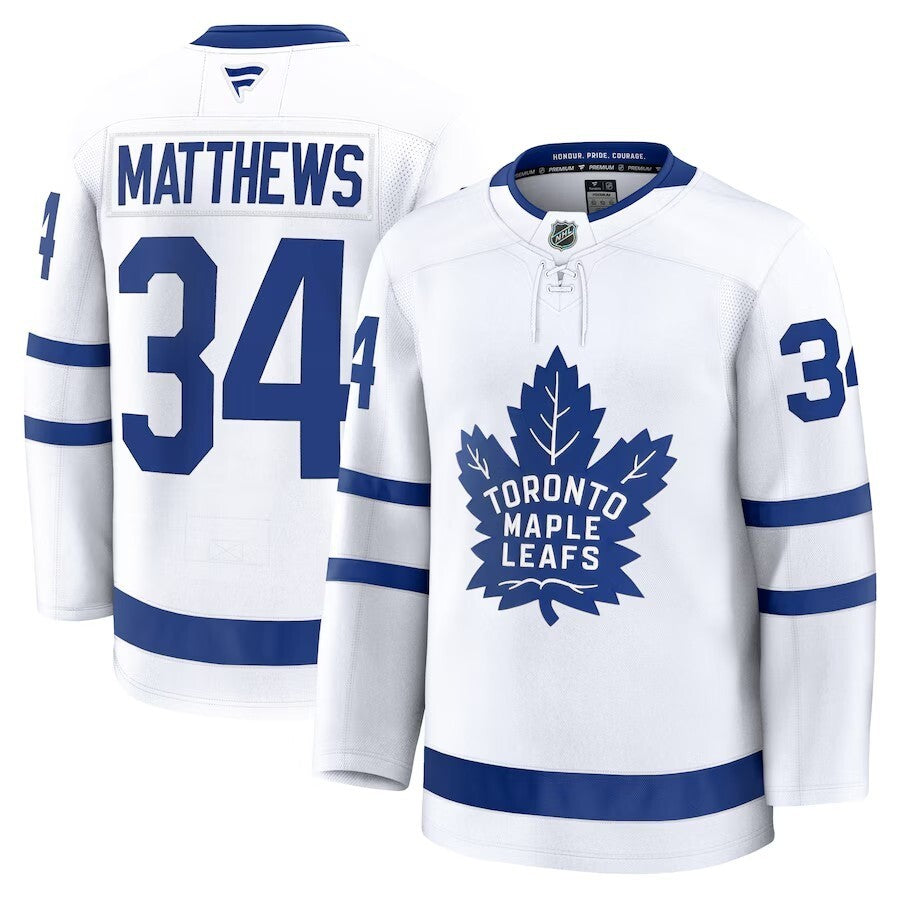 Toronto Maple Leafs #34 Auston Matthews Away Premium Jersey - White Hockey Jersey hockey jersey product view 1