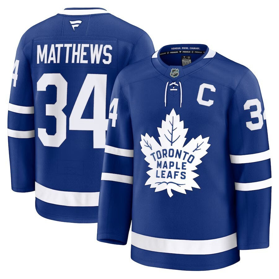 Toronto Maple Leafs #34 Auston Matthews Captain Patch Home Premium Jersey - Blue Hockey Jersey hockey jersey product view 1
