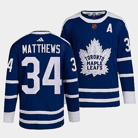 Toronto Maple Leafs #34 auston-matthews-blue-2022reverse-retro-2.0-authentic-primegreen-jersey hockey jersey product view 1