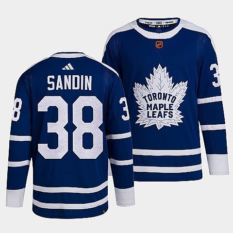 Toronto Maple Leafs #38 rasmus-sandin-blue-2022reverse-retro-2.0-authentic-primegreen-jersey hockey jersey product view 1