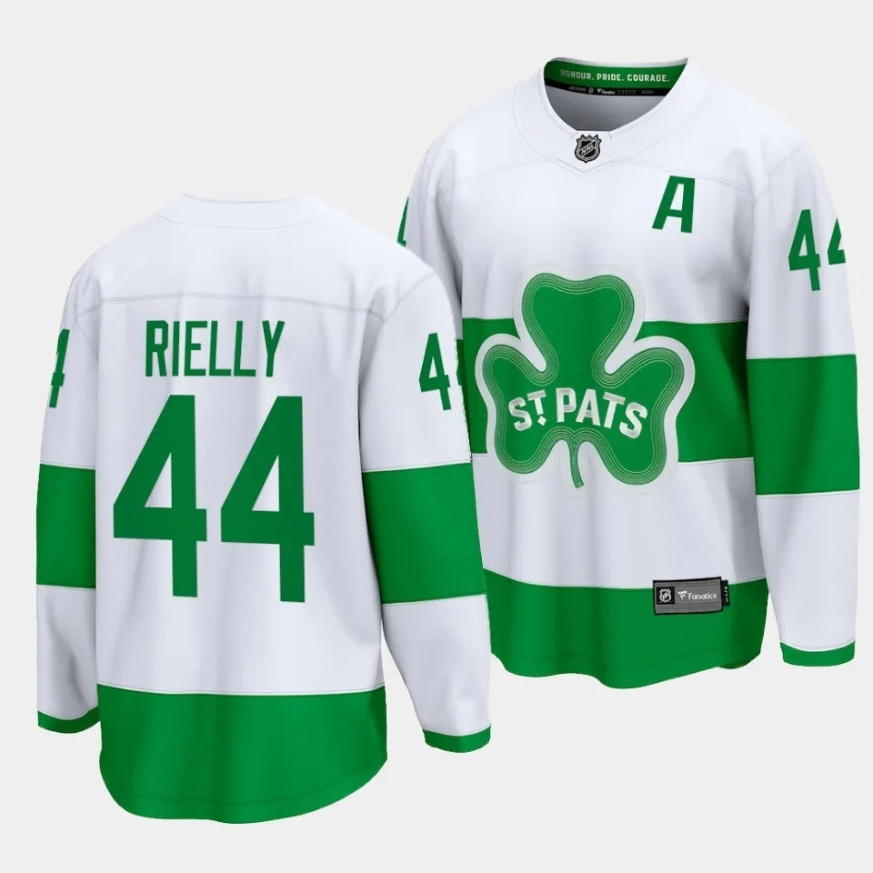Toronto Maple Leafs #44 Morgan Rielly 2024 St. Patricks Alternate White Jersey Hockey Jersey hockey jersey product view 1