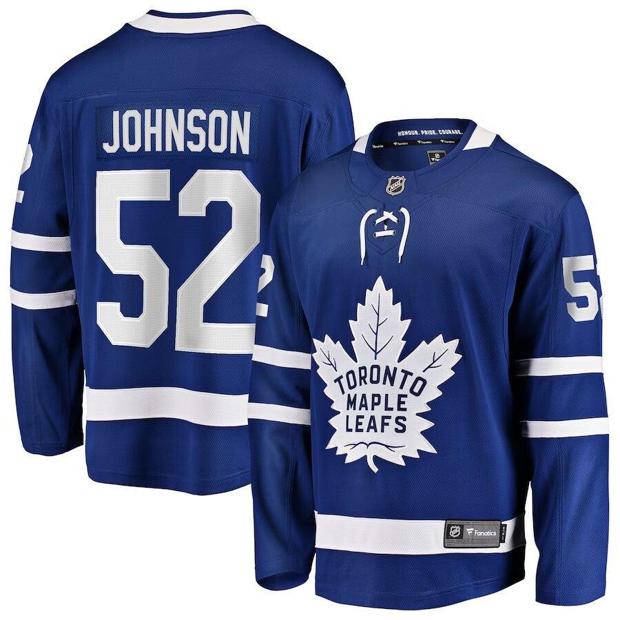 Toronto Maple Leafs #52 Reese Johnson Home Breakaway Jersey - Blue Hockey Jersey hockey jersey product view 1