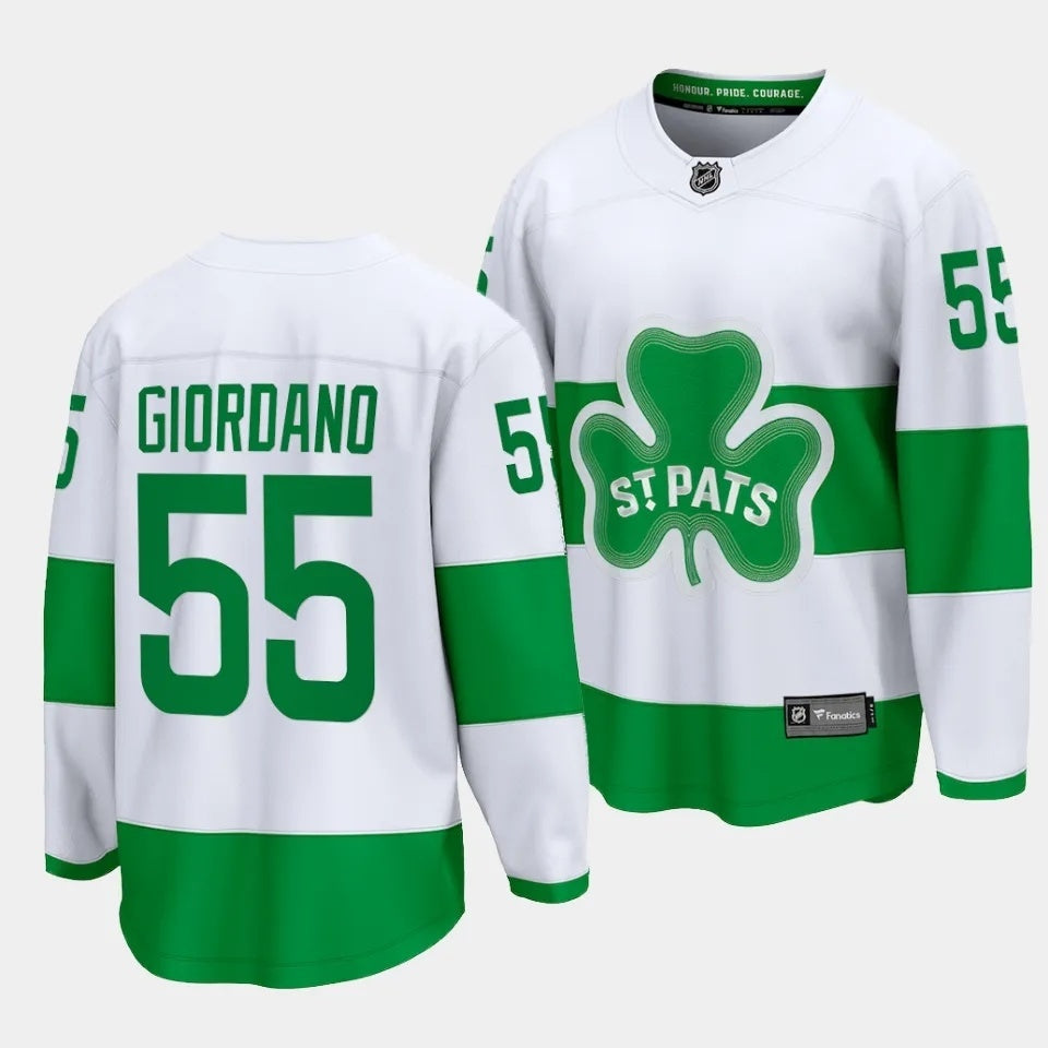 Toronto Maple Leafs #55 Mark Giordano 2024 St. Patricks Alternate White Jersey Hockey Jersey hockey jersey product view 1