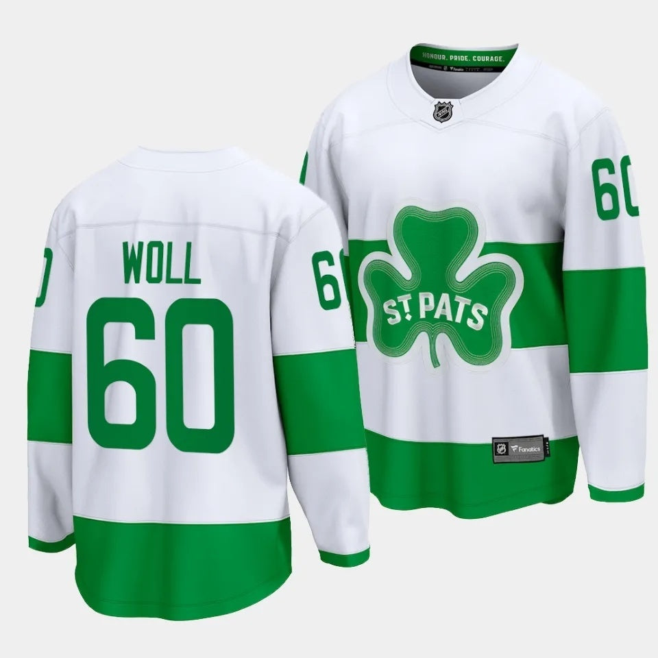Toronto Maple Leafs #60 Joseph Woll 2024 St. Patricks Alternate White Jersey Hockey Jersey hockey jersey product view 1