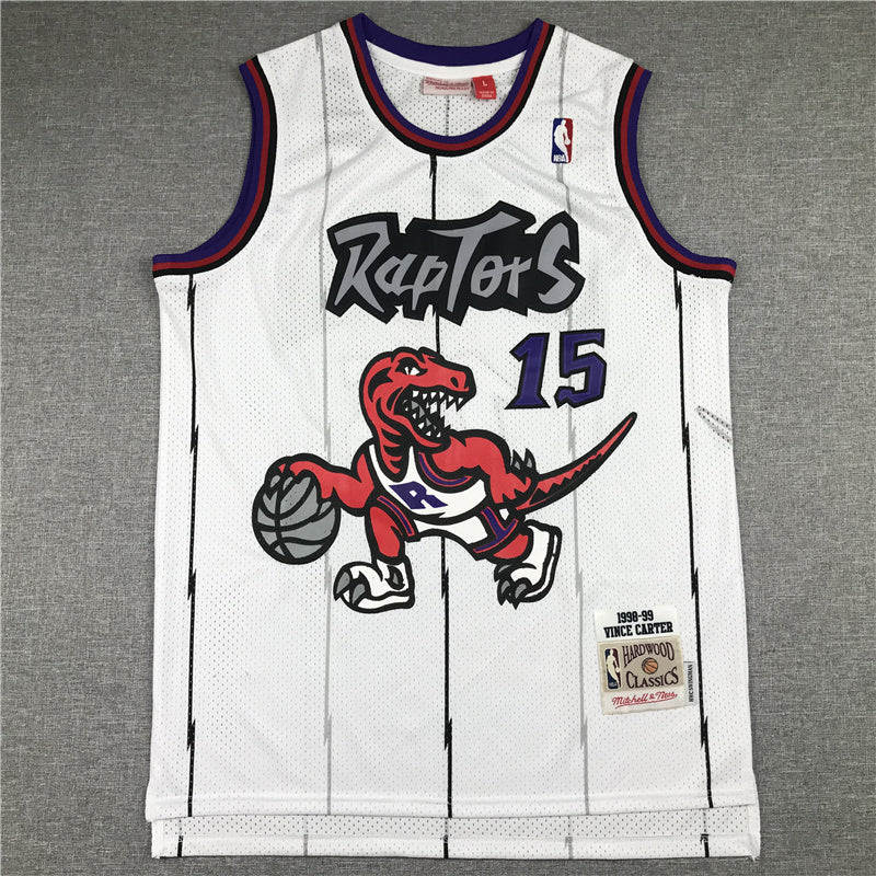 Toronto Raptors #15 Vince Carter MN Raptors 15 White Big Dragon Retro Logo Style 2 Basketball Jersey basketball jersey product view 1