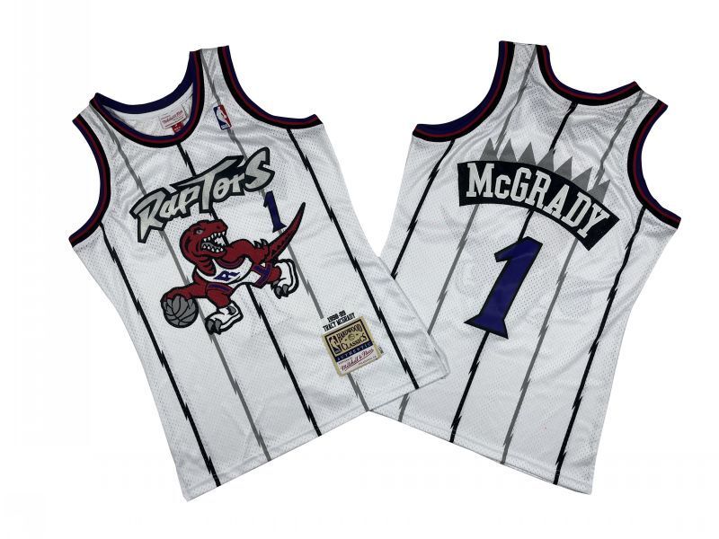 Toronto Raptors #1 Tracy Mcgrday Raptors 1 # White Big Dragon 98-99 Season Mitchell Retro Jersey Style 2 basketball jersey product view 1