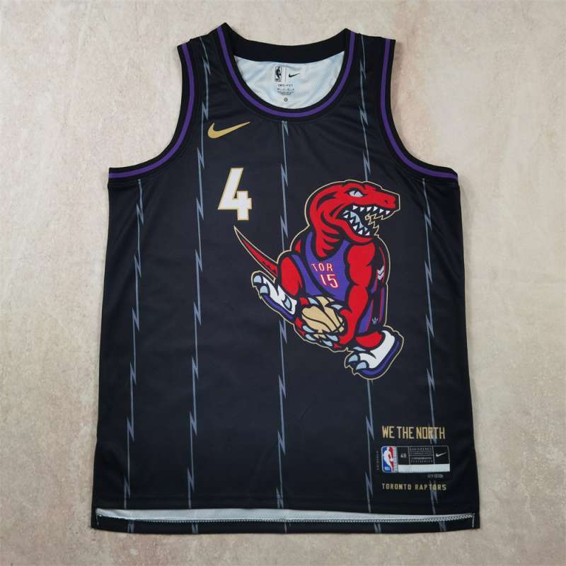 Toronto Raptors #4 Scottie Barnes Hot Press Raptors 4 Black City Edition s-xxl Style 2 Basketball Jersey basketball jersey product view 1