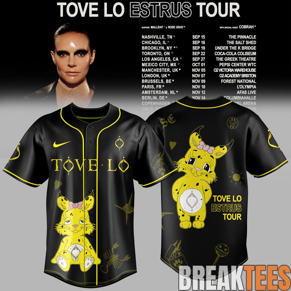 Tove Lo ESTRUS Tour 2026 Baseball Jersey Unisex T-shirt, Sweatshirt, Hoodie, Long Sleeve Tee - T-Shirt, Sweatshirt, Hoodie