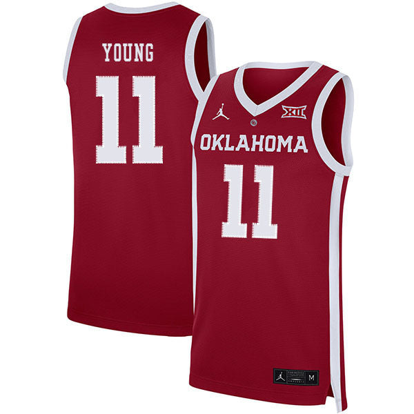 Trae Young 11 Red College Football Jersey football jersey product view 1