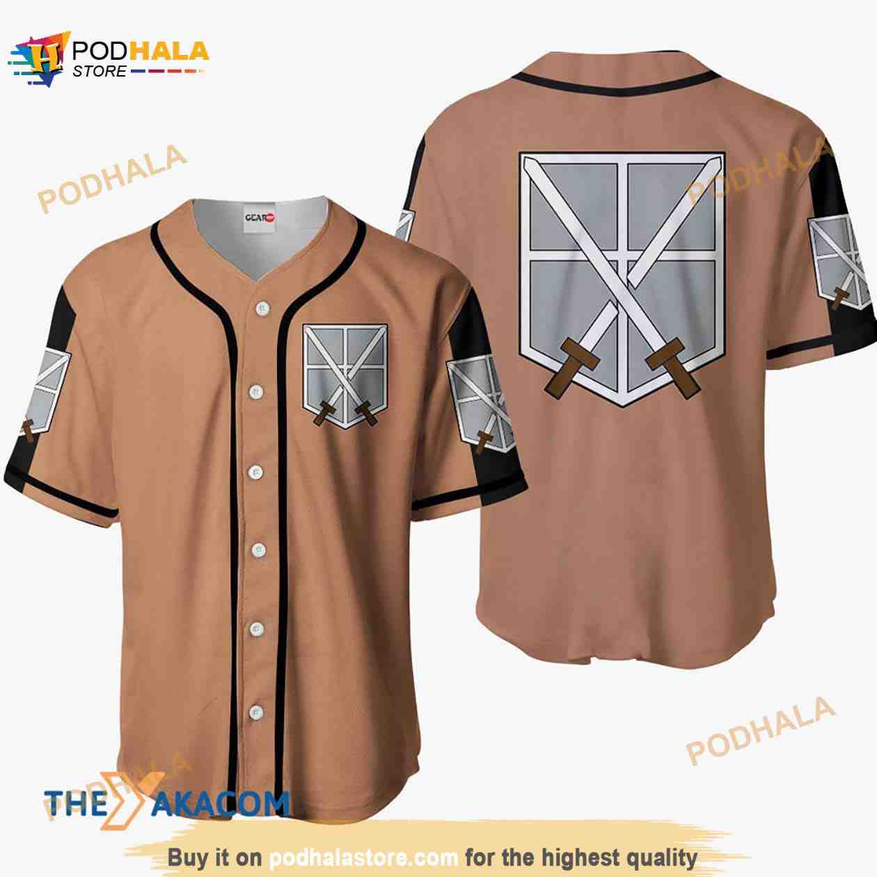 Training Corps Attack On Titan Anime 3D Baseball Jersey Shirt baseball jersey product view 1