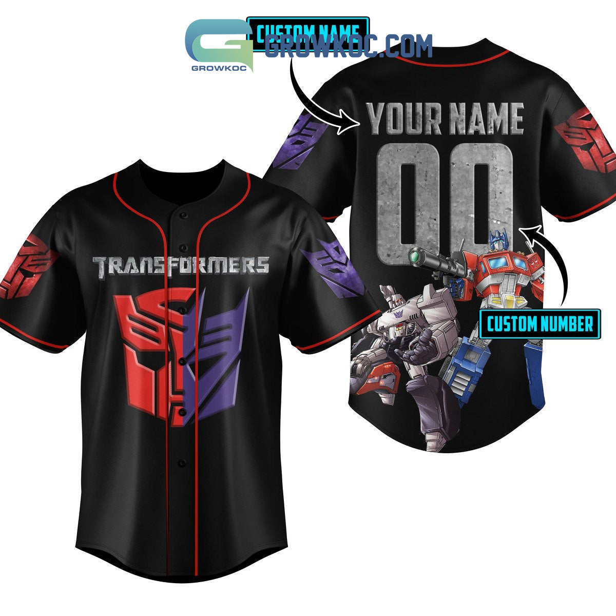 Transformers Autobot The Heroes Personalized Baseball Jersey baseball jersey product view 1