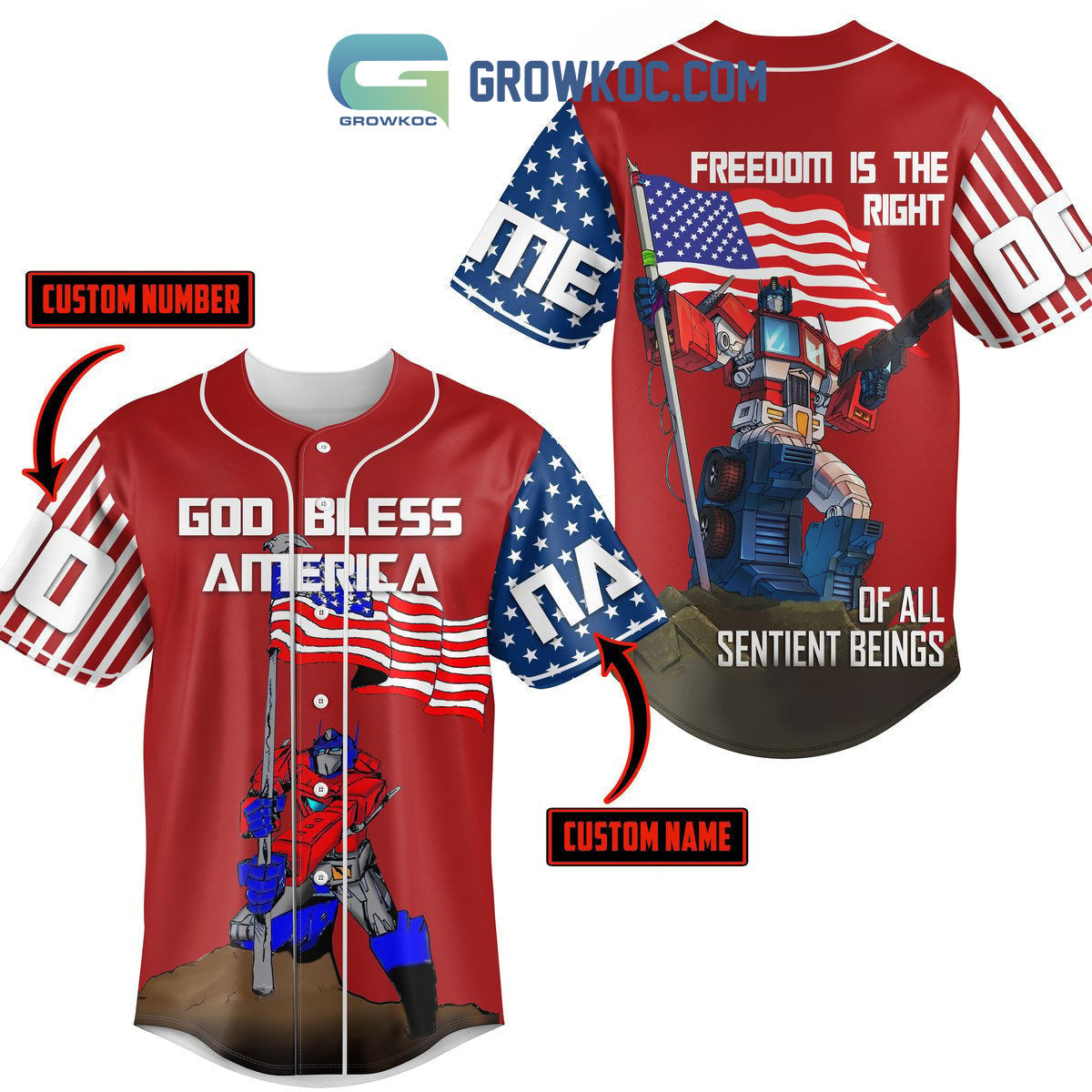 Transformers Autobot The Optimus Prime Fan Personalized Baseball Jersey baseball jersey product view 1