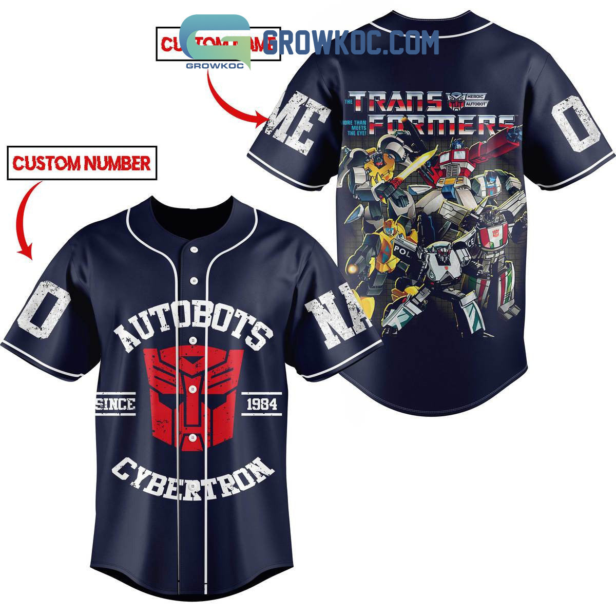 Transformers Autobots Cybertron 2023 Personalized Baseball Jersey baseball jersey product view 1