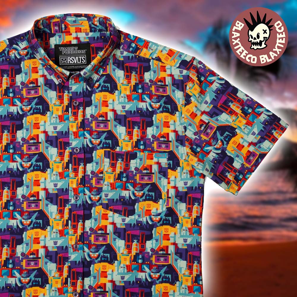 Transformers RSVLTS More Than Meets the Eye Button Short Sleeve Hawaiian Shirt Unisex T-shirt, Sweatshirt, Hoodie, Long Sleeve Tee - T-Shirt, Sweatshirt, Hoodie