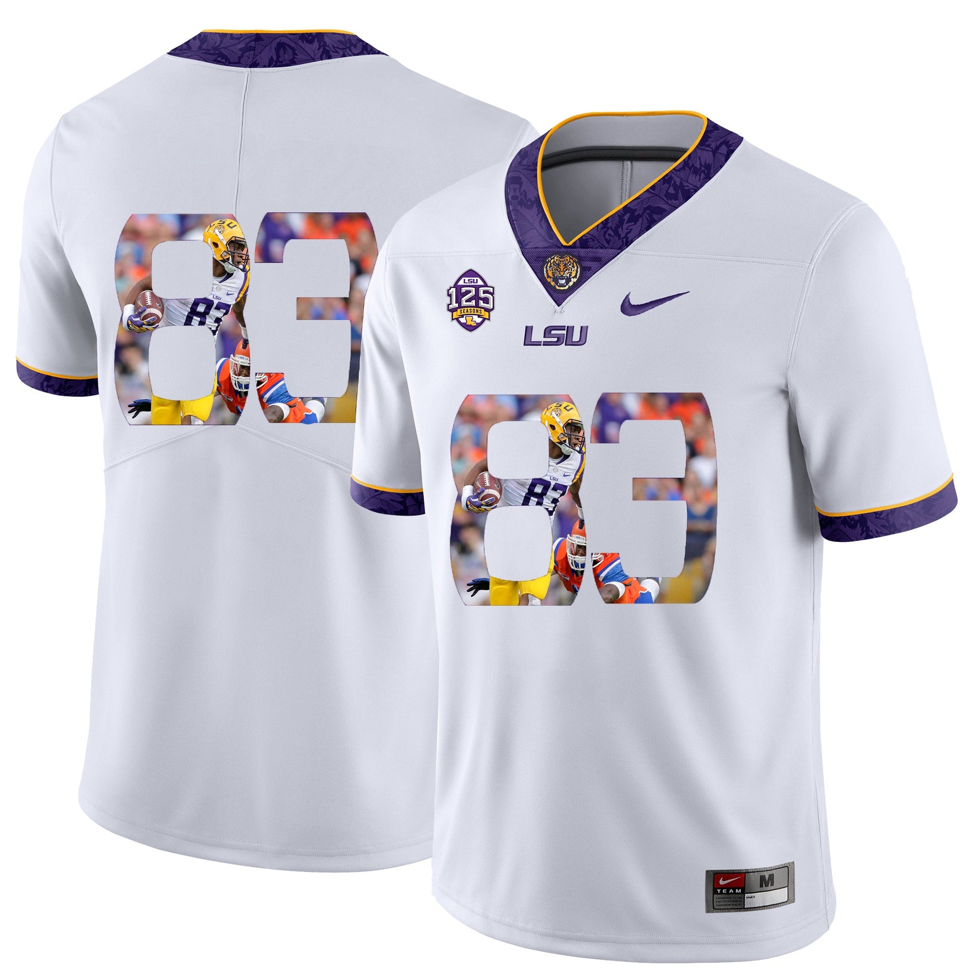 Travin Dural 83 Pattern White College Football Jersey football jersey product view 1