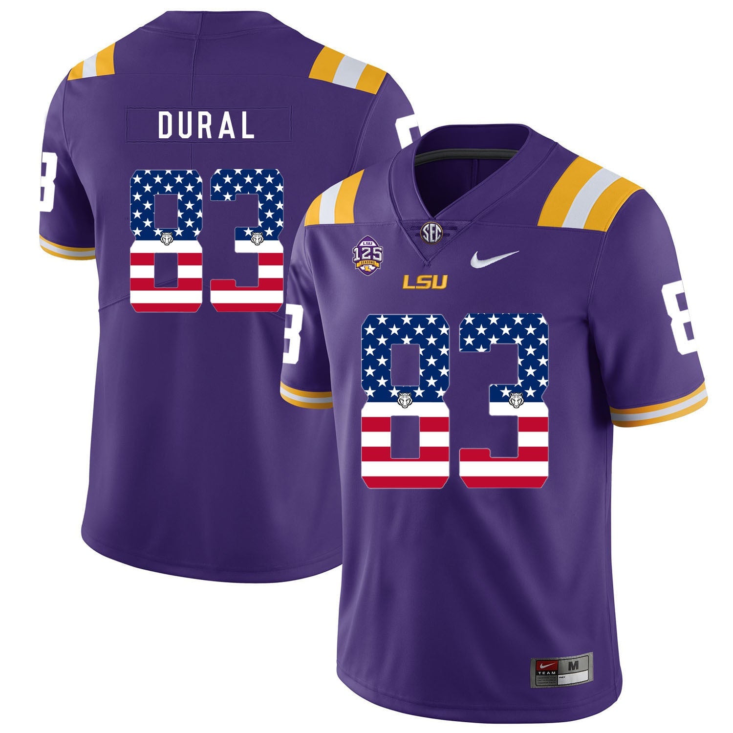 Travin Dural 83 Purple College Football Jersey football jersey product view 1